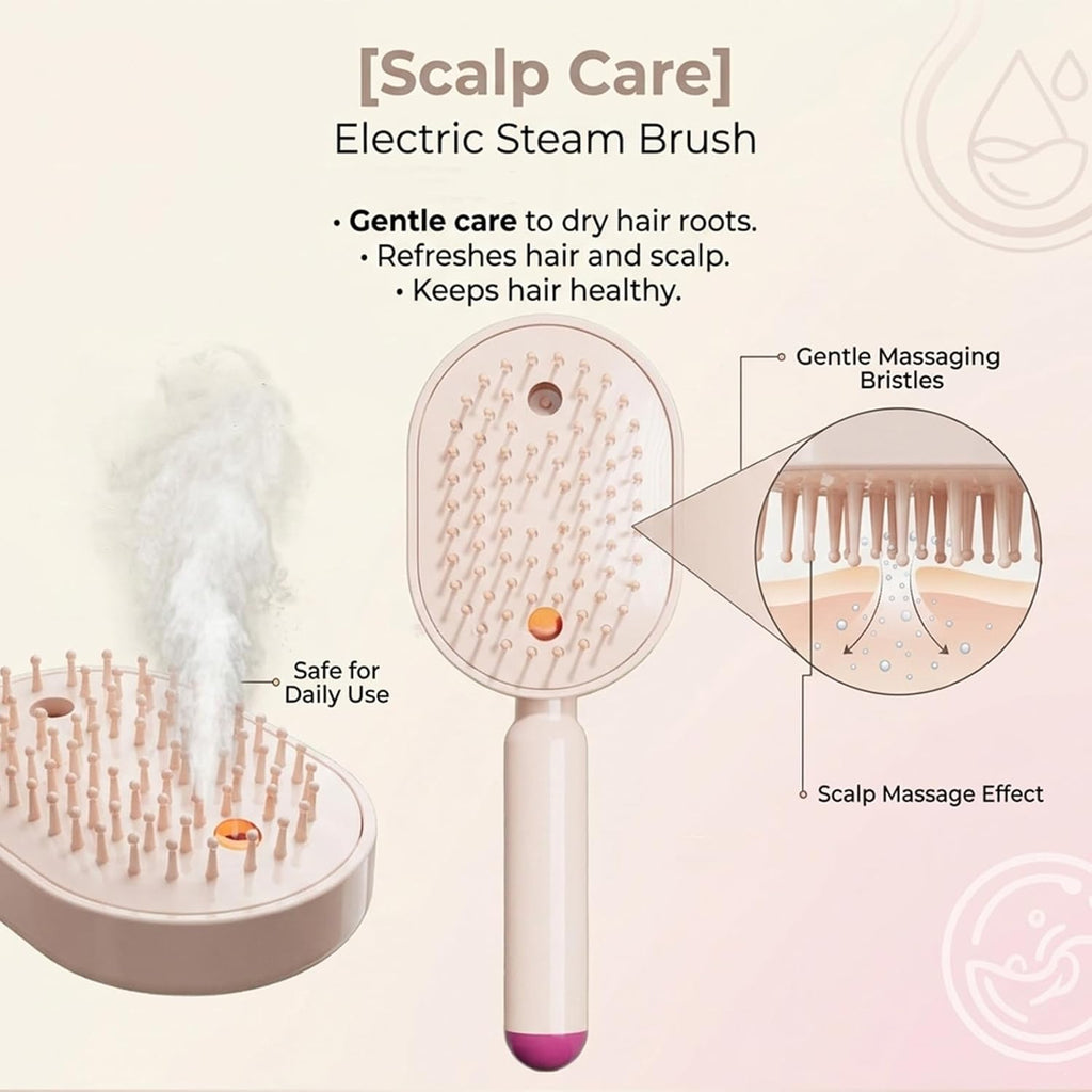 2026 New Electric Steam Brush, Electric Steam Brushs for Hair, Rechargeable Steam Hair Straightener with Water Spray, Detangling Steam Brush for Reduce Frizz, Nourishes Hairs (Pink Set)